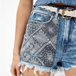 American Eagle Bandana Patchwork Highest Rise 90s Boyfriend Shorts. NWOT!